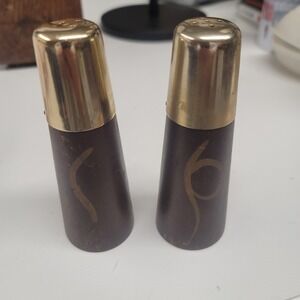Vintage Salt Pepper Shakers Brown Gold Design Set Tableware Retro Kitchen